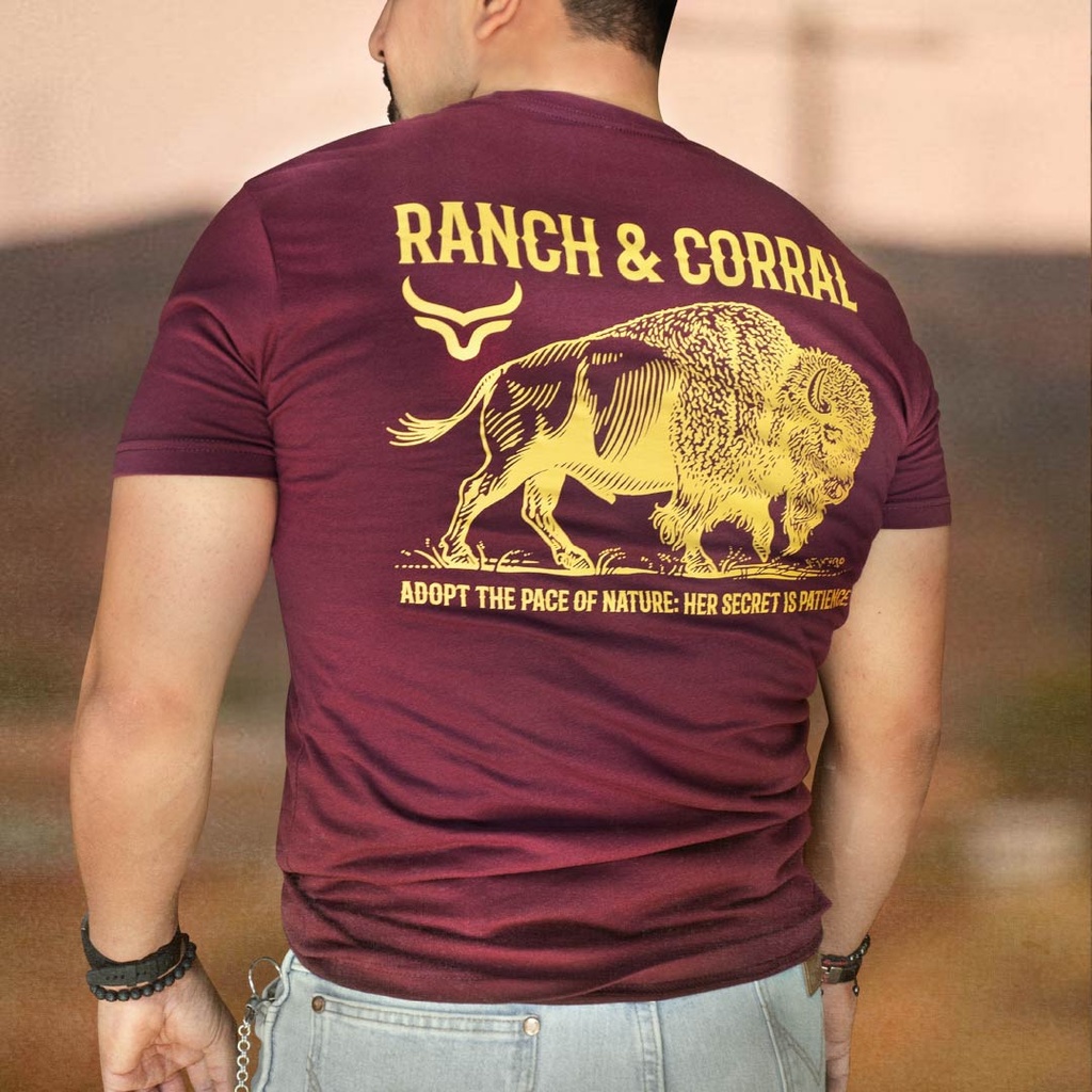 T-Shirt Ranch & Corral Maroon Bison
