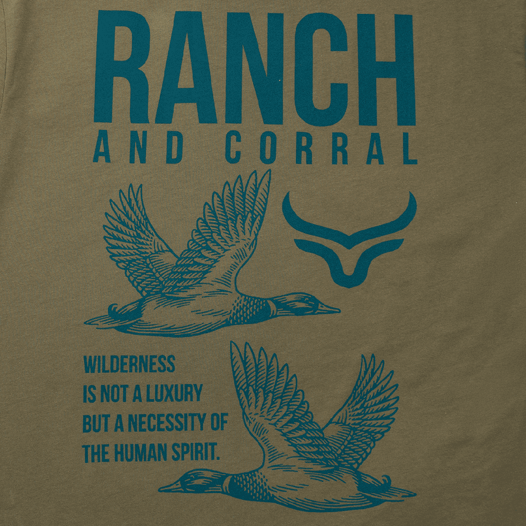 T-Shirt Ranch & Corral Military Green Ducks
